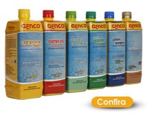 Linha Completa GENCO para tratar sua pscina, Ph Mais, Ph Menos, Clarificantes, Limpa Bordas e diversos outros produtos, preços imbativeis, confira!